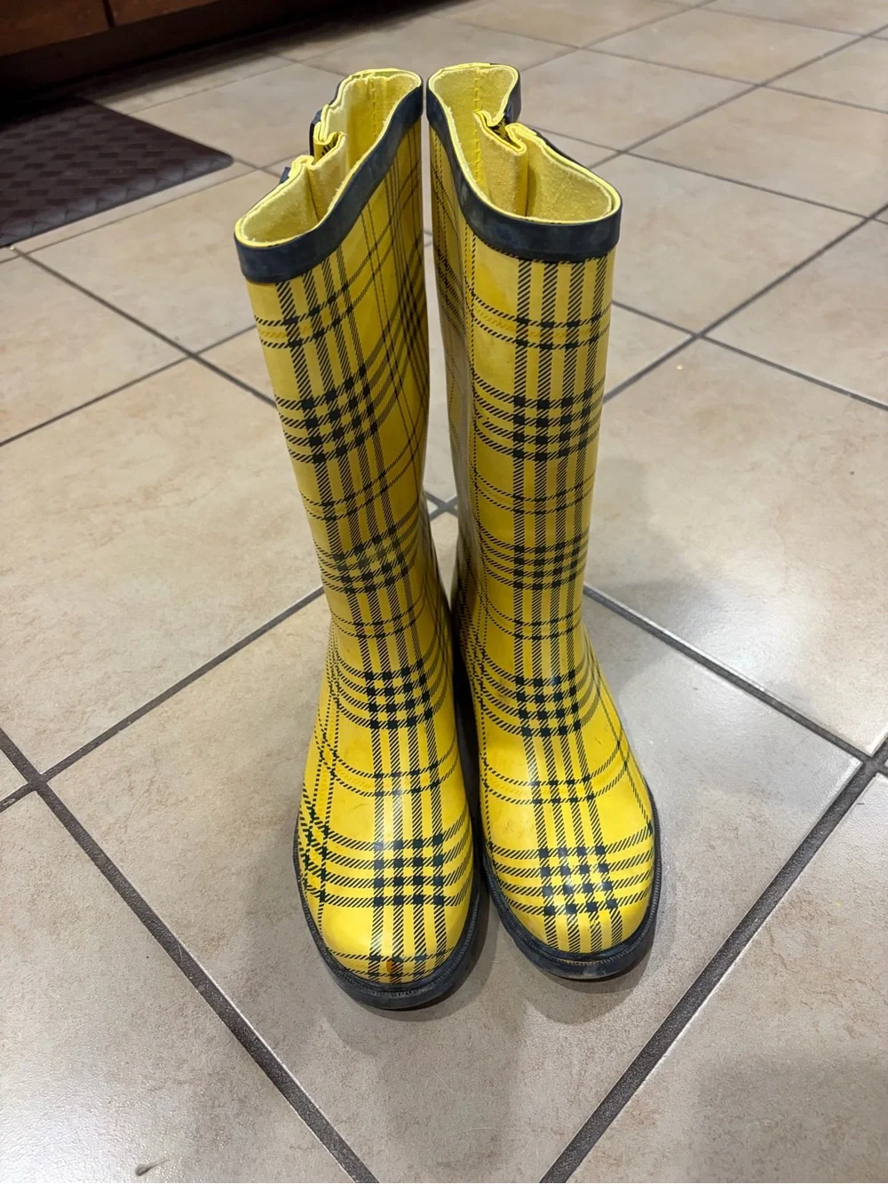 Western Chief Yellow Plaid Tall Rain Boots
